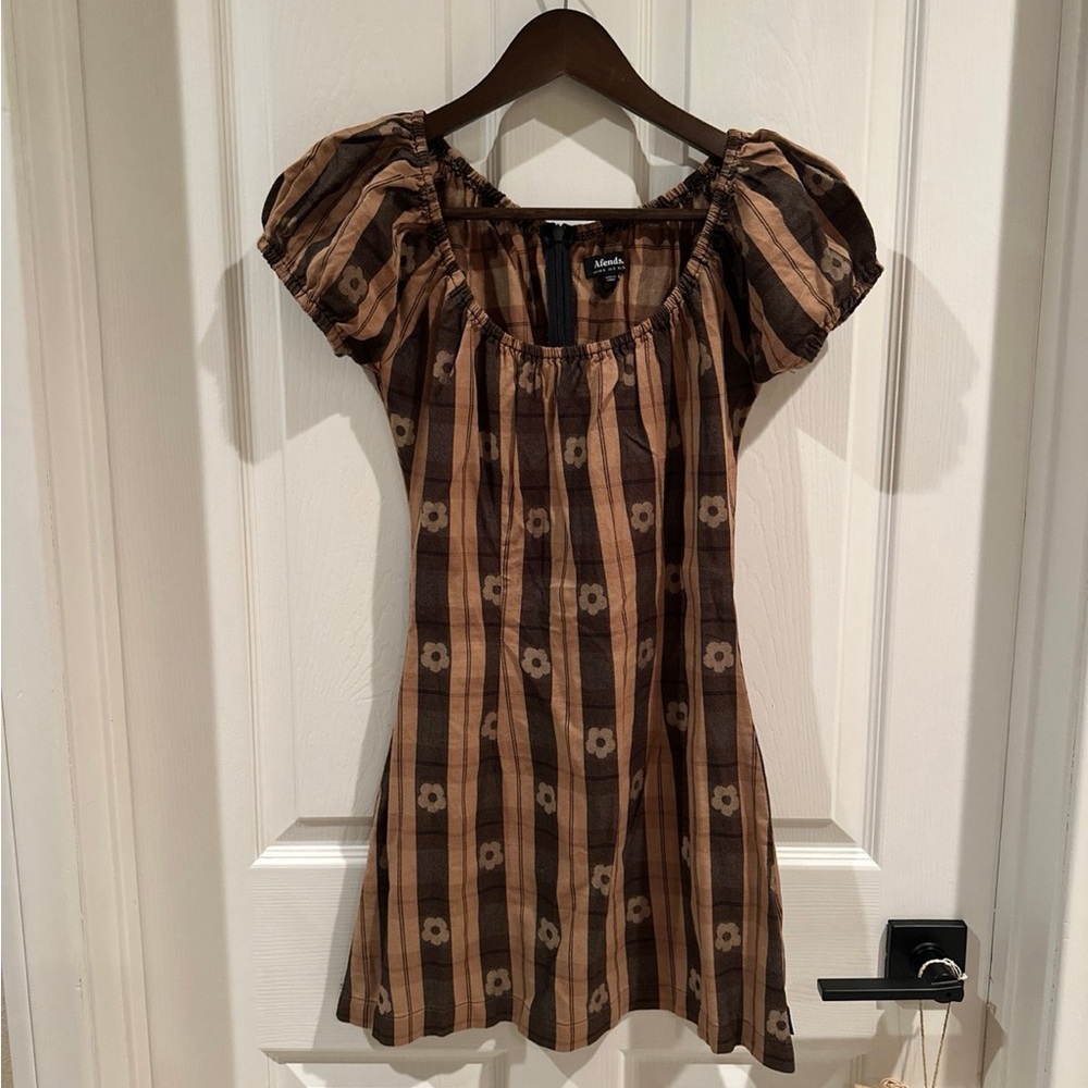 Poplin fitted check dress